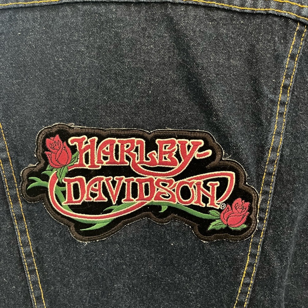 Jean Jacket With Harley Davidson Patch - image 4
